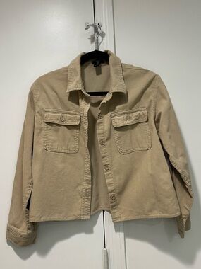 Forever 21 Kids Beige Corduroy Button-Up Shacket Size 13/14